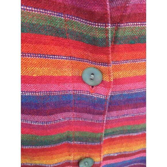 Chico’s Womens Linen Jacket Size Medium Red Rainbow Boho Festival Hippie Beachy - Picture 8 of 12